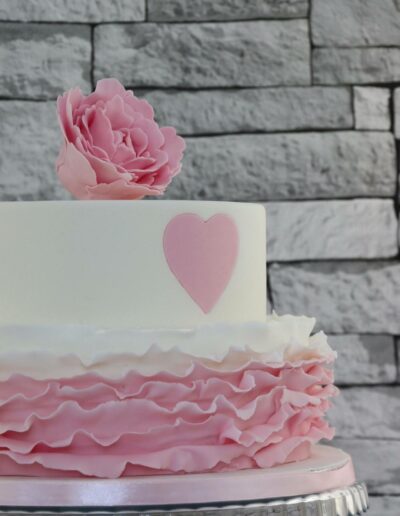 Pink Frilled Wedding Cake